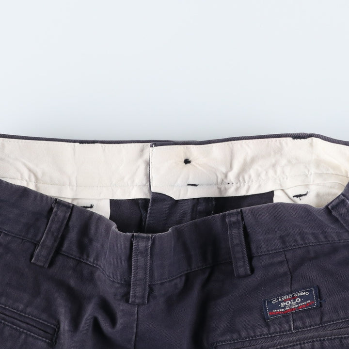 Ralph Lauren POLO by Ralph Lauren ANDREW PANT Two-pleat chino pants for men, equivalent to W34 cotton navy blue type Vintage Second Hand