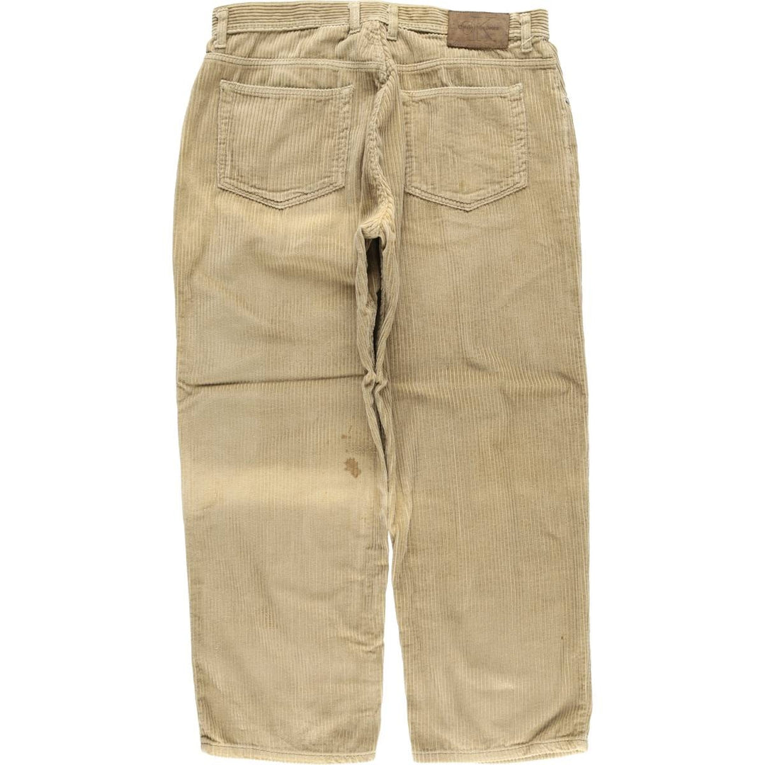 Calvin Klein Loose Fit Zipper Wide Rib Corduroy Pants, Men's, Size 36 cotton beige type brown Vintage Second Hand