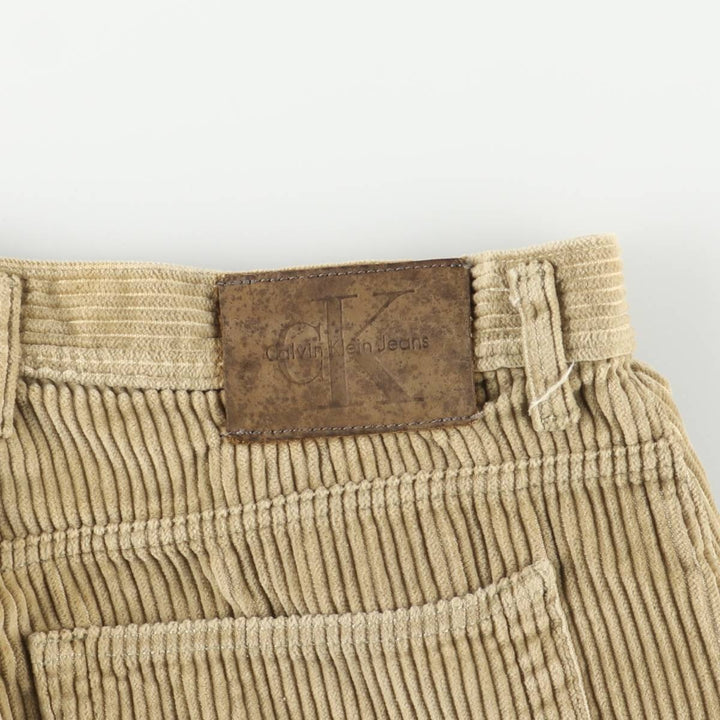 Calvin Klein Loose Fit Zipper Wide Rib Corduroy Pants, Men's, Size 36 cotton beige type brown Vintage Second Hand