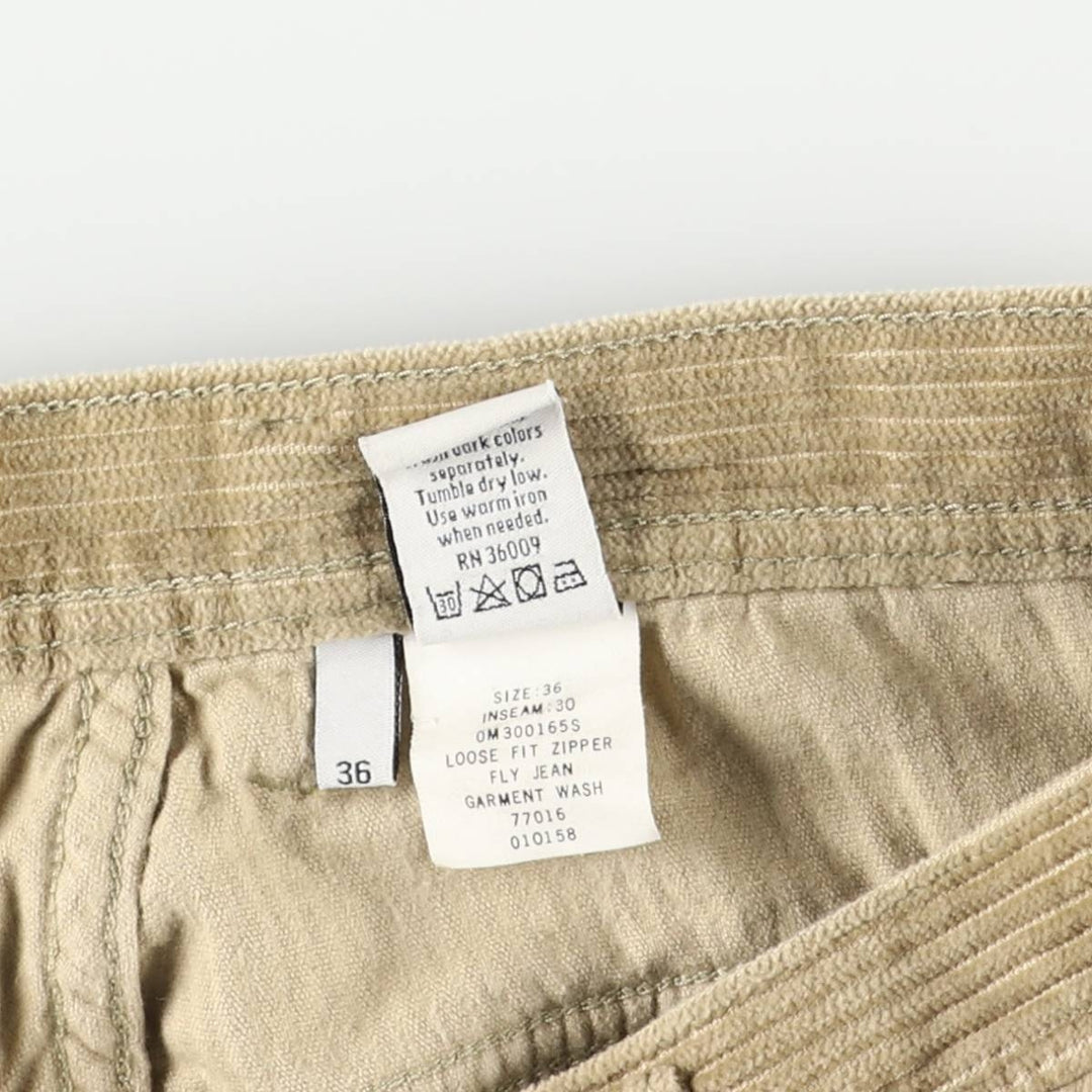 Calvin Klein Loose Fit Zipper Wide Rib Corduroy Pants, Men's, Size 36 cotton beige type brown Vintage Second Hand