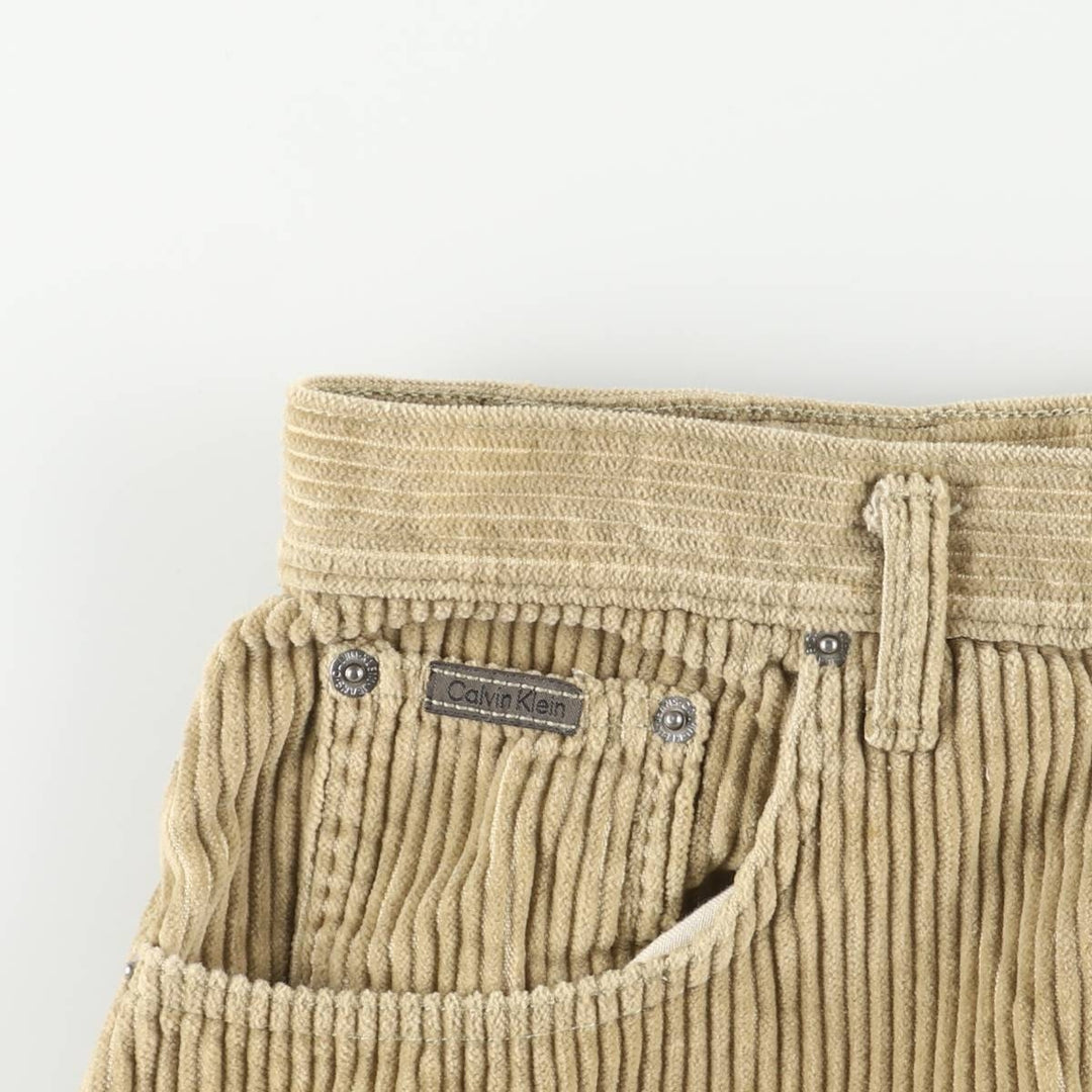 Calvin Klein Loose Fit Zipper Wide Rib Corduroy Pants, Men's, Size 36 cotton beige type brown Vintage Second Hand