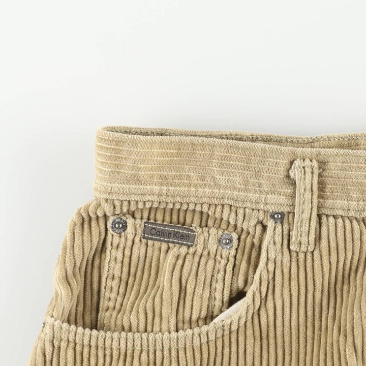 Calvin Klein Loose Fit Zipper Wide Rib Corduroy Pants, Men's, Size 36 cotton beige type brown Vintage Second Hand