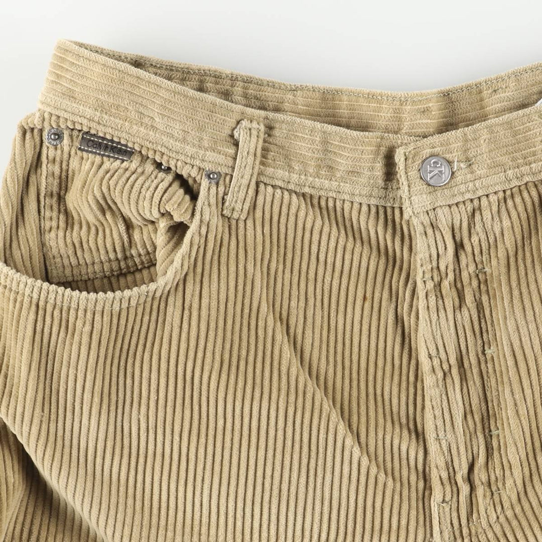 Calvin Klein Loose Fit Zipper Wide Rib Corduroy Pants, Men's, Size 36 cotton beige type brown Vintage Second Hand