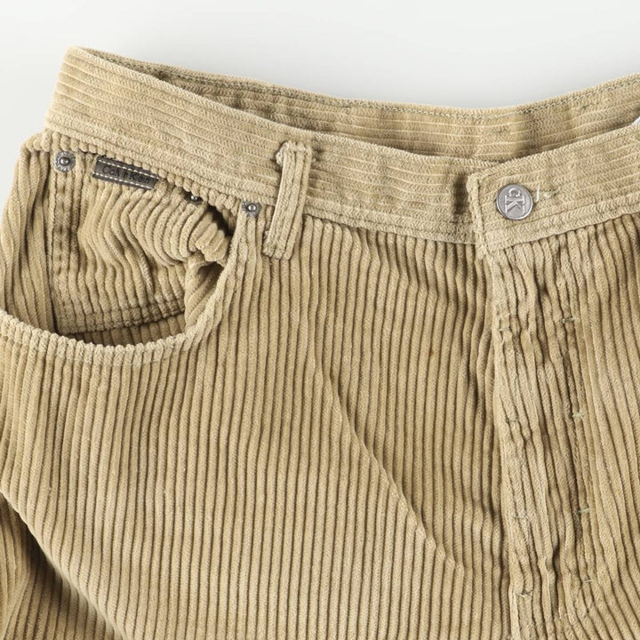 Calvin Klein Loose Fit Zipper Wide Rib Corduroy Pants, Men's, Size 36 cotton beige type brown Vintage Second Hand