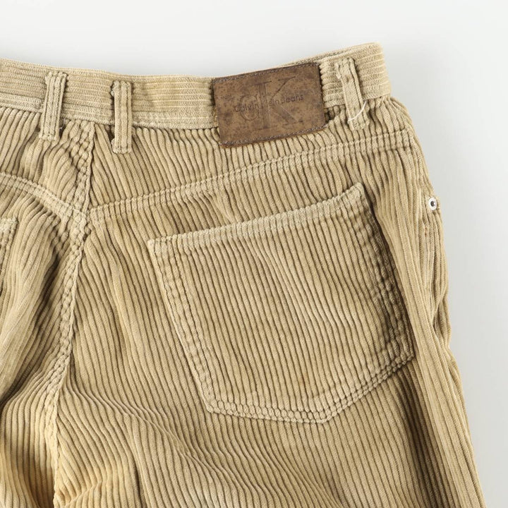 Calvin Klein Loose Fit Zipper Wide Rib Corduroy Pants, Men's, Size 36 cotton beige type brown Vintage Second Hand