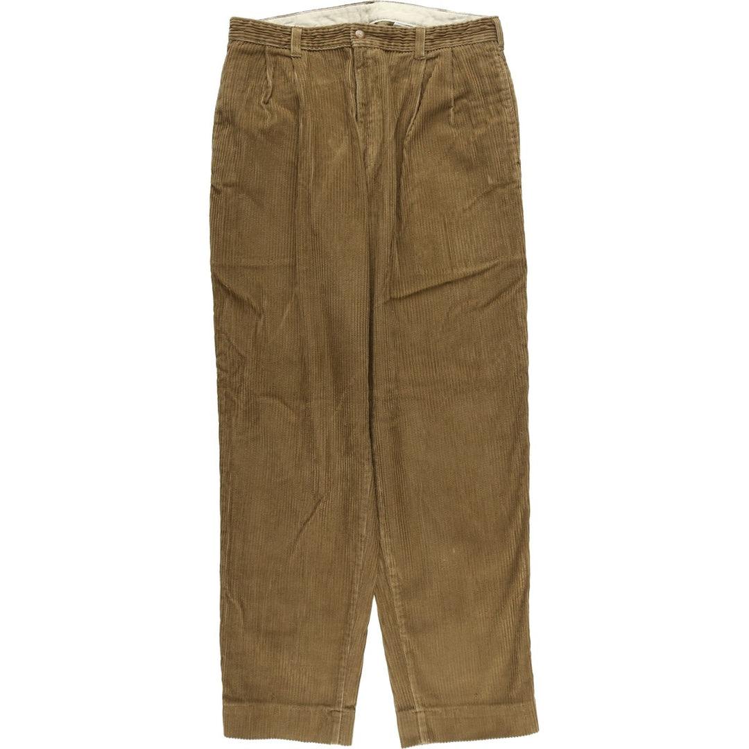 GEO FFREY BEENE Two-pleat Wide-ribbed Corduroy Pants, Men's, Size W33 cotton brown type Vintage Second Hand