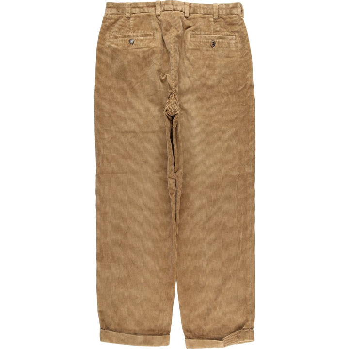Brooks Brothers ELLIOT Two-Pleated Corduroy Pants, Men's, Size W34 (Equivalent) cotton brown type Vintage Second Hand
