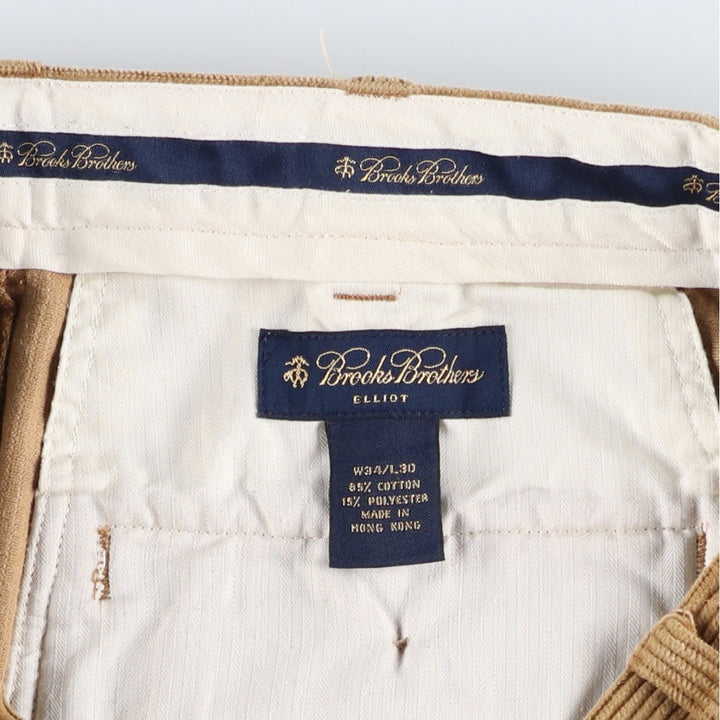 Brooks Brothers ELLIOT Two-Pleated Corduroy Pants, Men's, Size W34 (Equivalent) cotton brown type Vintage Second Hand