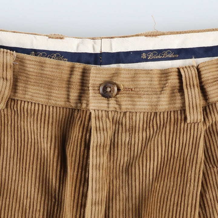 Brooks Brothers ELLIOT Two-Pleated Corduroy Pants, Men's, Size W34 (Equivalent) cotton brown type Vintage Second Hand