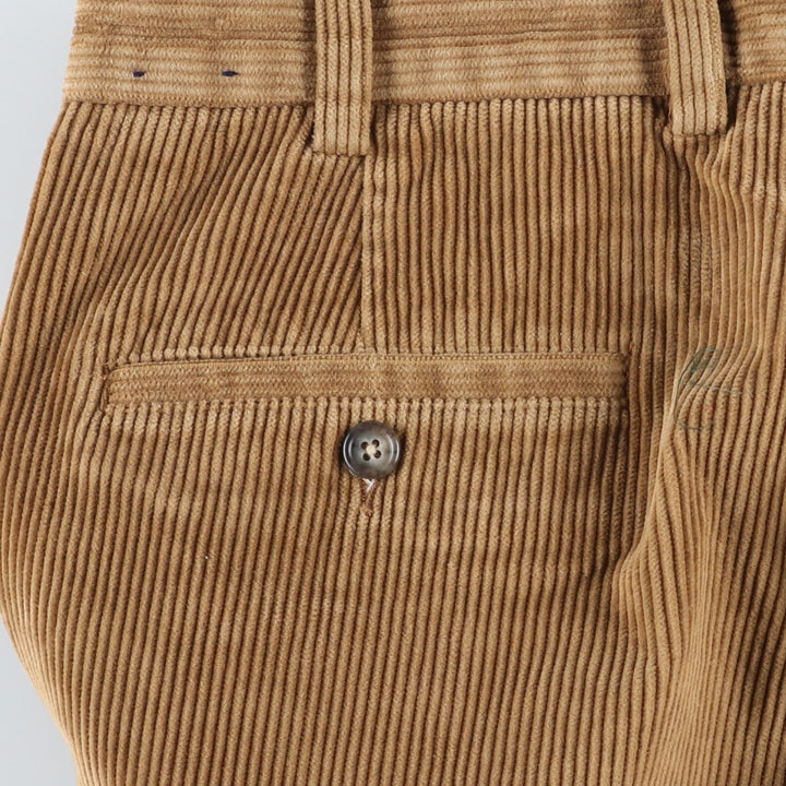 Brooks Brothers ELLIOT Two-Pleated Corduroy Pants, Men's, Size W34 (Equivalent) cotton brown type Vintage Second Hand