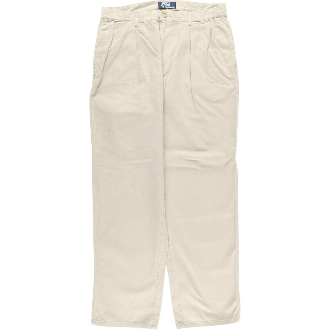 Ralph Lauren POLO by Ralph Lauren Two-pleat Chino Pants for Men, W35 cotton Beige type Vintage Second Hand