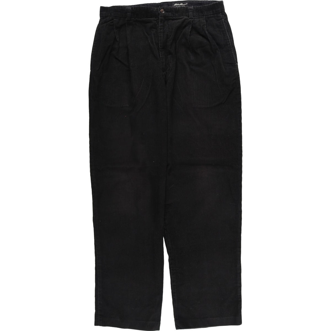 Eddie Bauer Two-pleat Corduroy Pants for Men, Size W34 cotton black type Vintage Second Hand