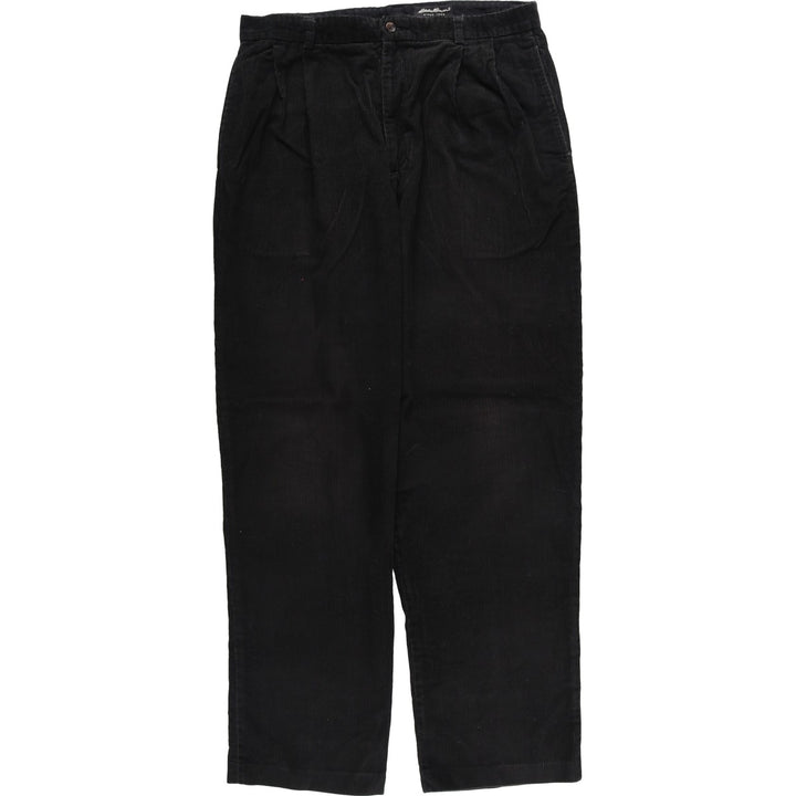 Eddie Bauer Two-pleat Corduroy Pants for Men, Size W34 cotton black type Vintage Second Hand