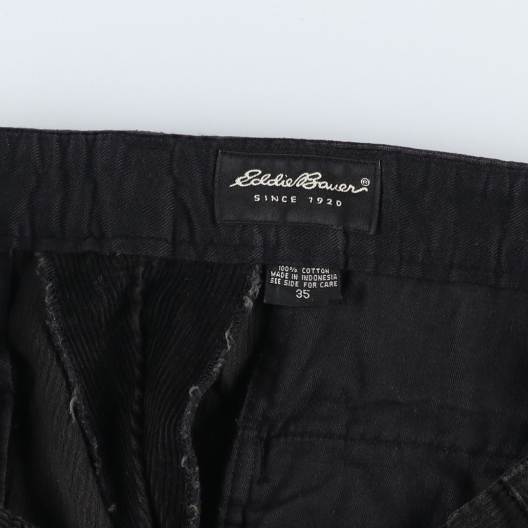 Eddie Bauer Two-pleat Corduroy Pants for Men, Size W34 cotton black type Vintage Second Hand
