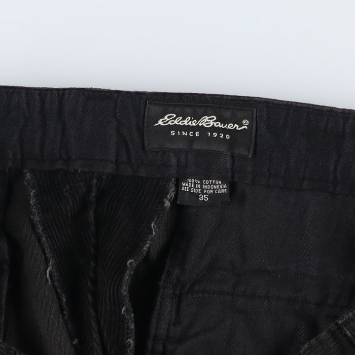 Eddie Bauer Two-pleat Corduroy Pants for Men, Size W34 cotton black type Vintage Second Hand