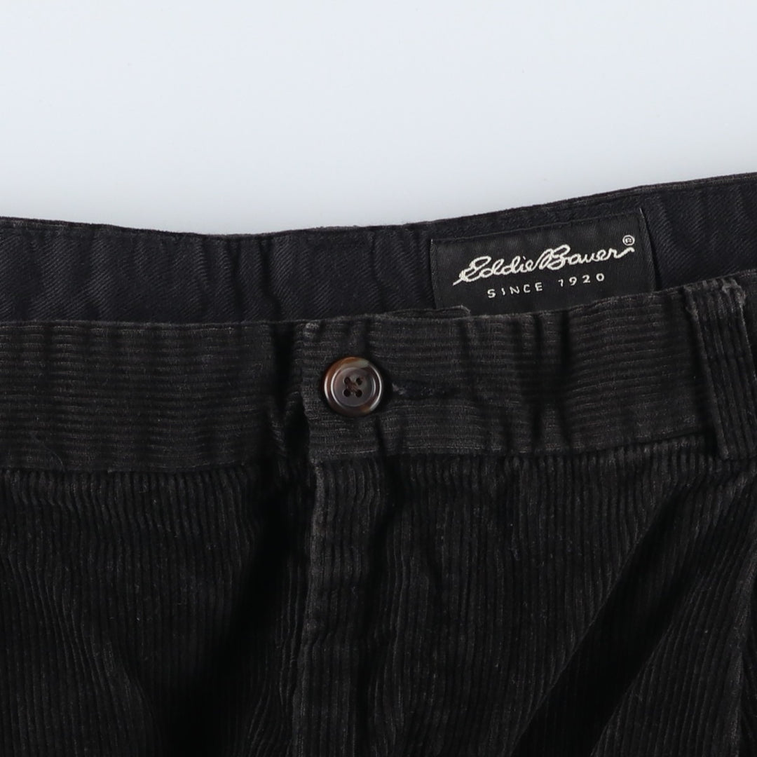 Eddie Bauer Two-pleat Corduroy Pants for Men, Size W34 cotton black type Vintage Second Hand