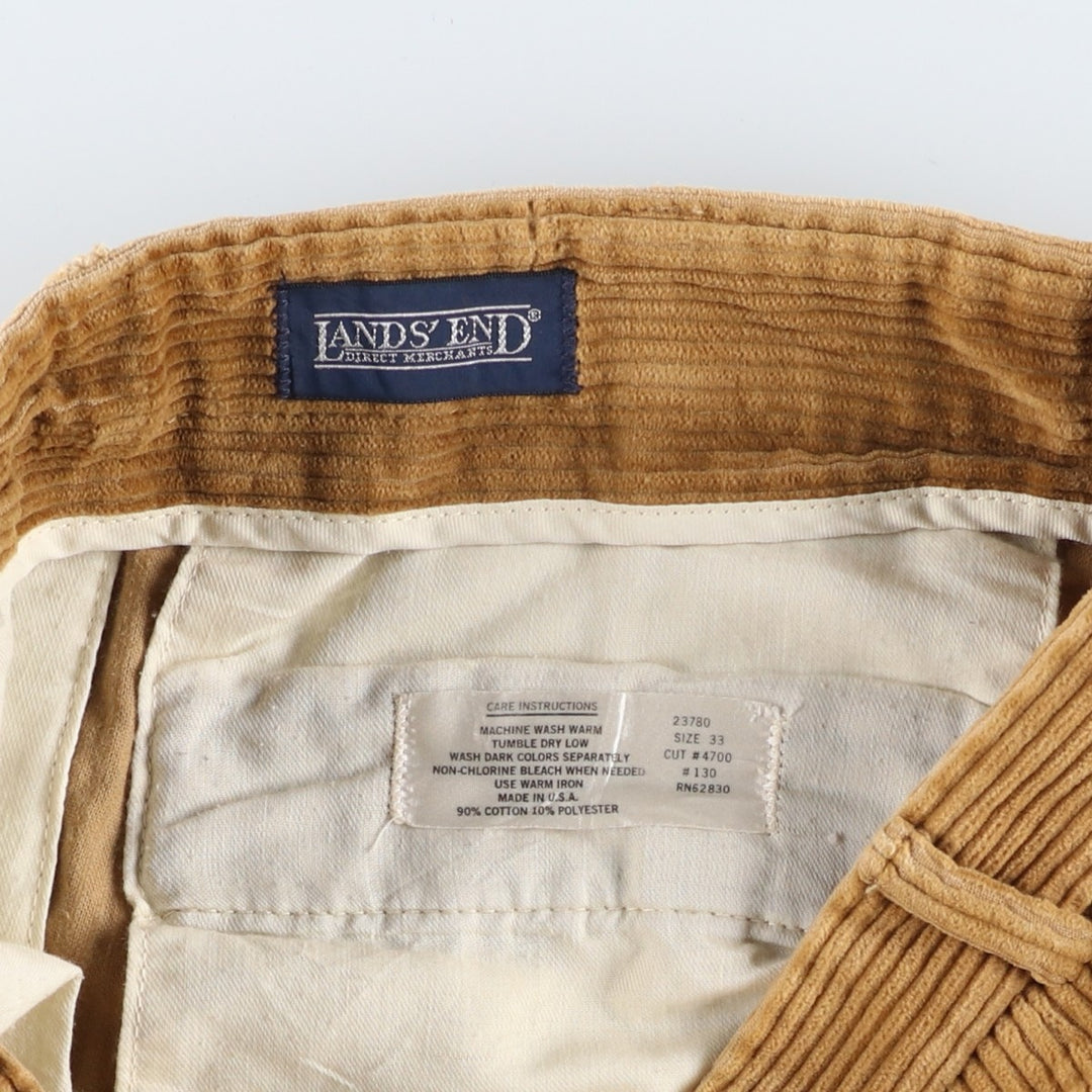 90'S Lands' End Wide-Rib Corduroy Pants, Made in USA, Men's, Vintage, Size 34 cotton brown type Vintage Second Hand