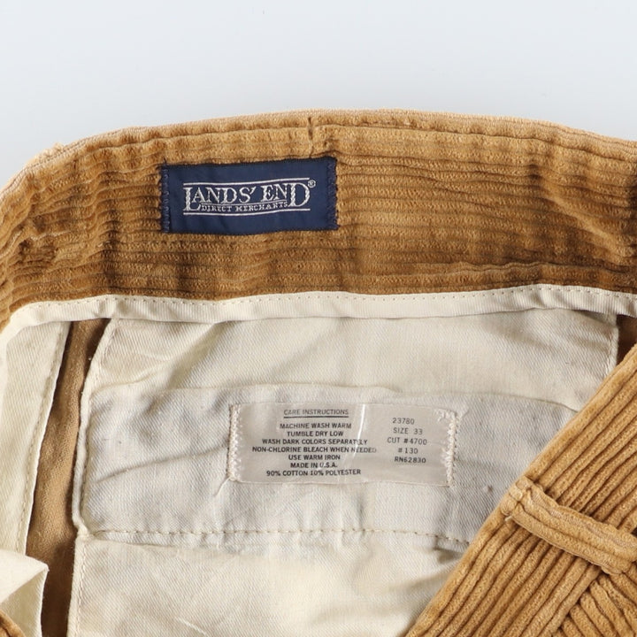 90'S Lands' End Wide-Rib Corduroy Pants, Made in USA, Men's, Vintage, Size 34 cotton brown type Vintage Second Hand