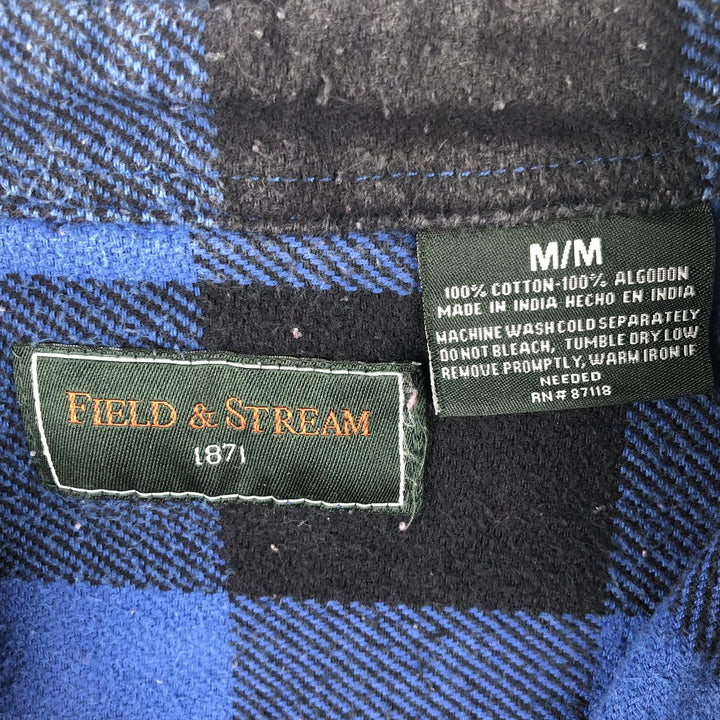 Field and Stream Buffalo Check Long Sleeve Heavy Flannel Check Shirt, Men's Size M cotton blue type Vintage Second Hand