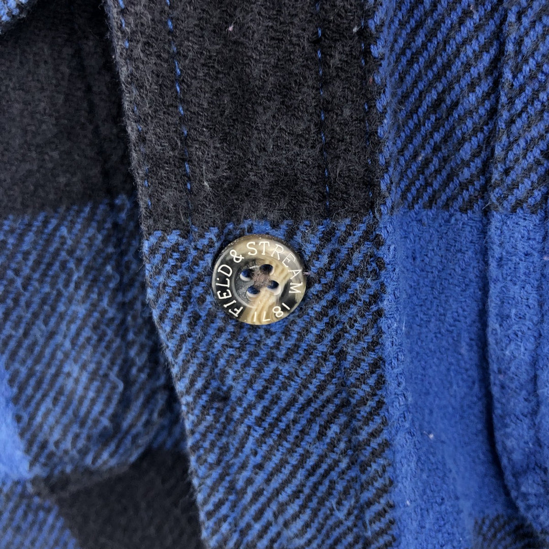 Field and Stream Buffalo Check Long Sleeve Heavy Flannel Check Shirt, Men's Size M cotton blue type Vintage Second Hand