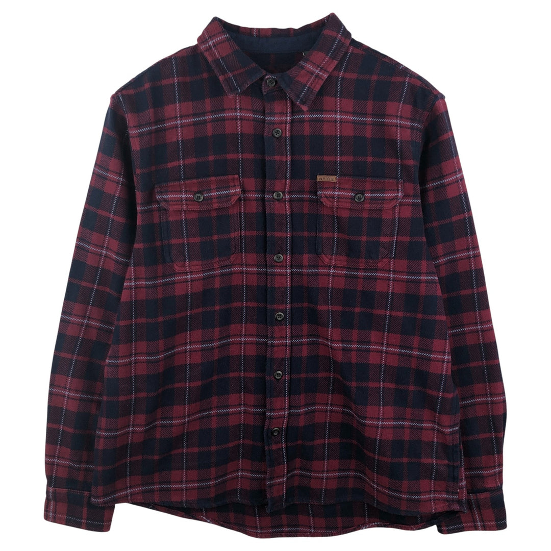 ORVIS Long Sleeve Heavy Flannel Check Shirt, Men's XL cotton red type Vintage Second Hand