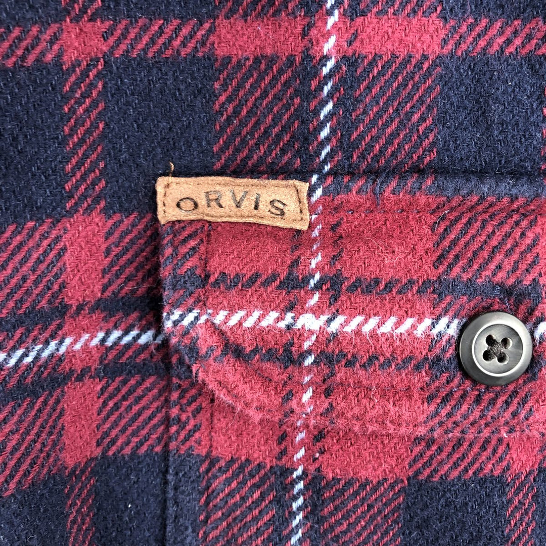 ORVIS Long Sleeve Heavy Flannel Check Shirt, Men's XL cotton red type Vintage Second Hand
