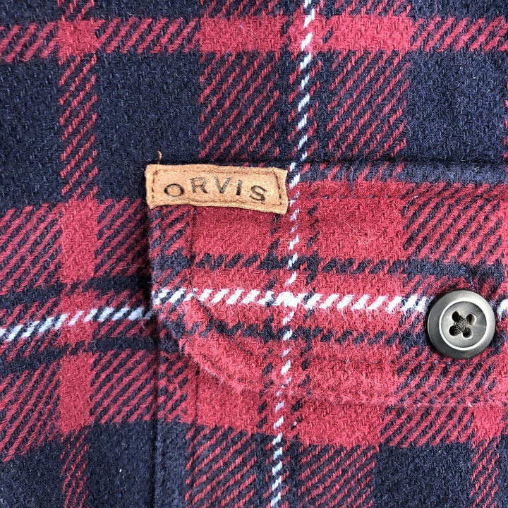 ORVIS Long Sleeve Heavy Flannel Check Shirt, Men's XL cotton red type Vintage Second Hand