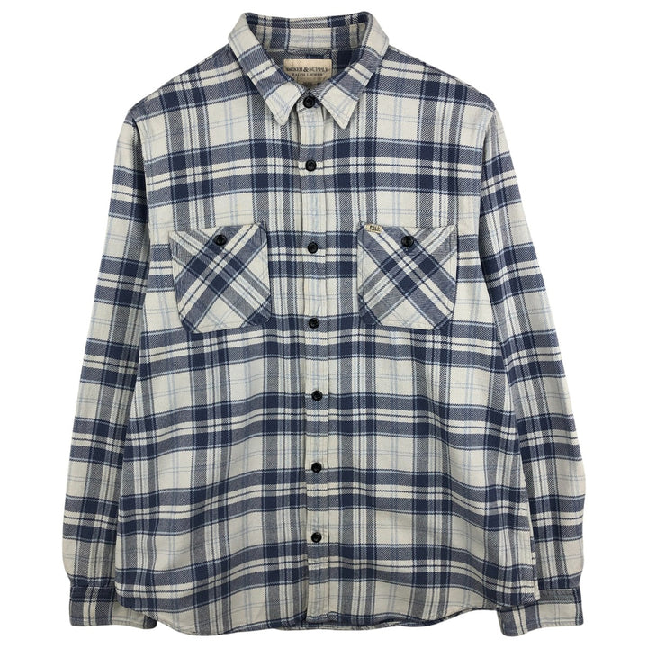 Ralph Lauren DENIM AND SUPPLY Men's Long Sleeve Flannel Check Shirt, Size XXL cotton Navy blue Vintage Second Hand