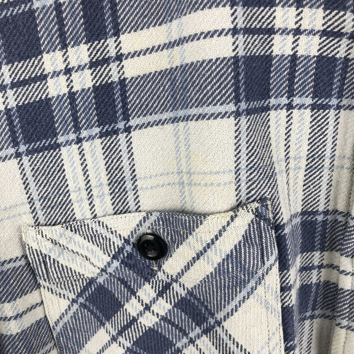 Ralph Lauren DENIM AND SUPPLY Men's Long Sleeve Flannel Check Shirt, Size XXL cotton Navy blue Vintage Second Hand