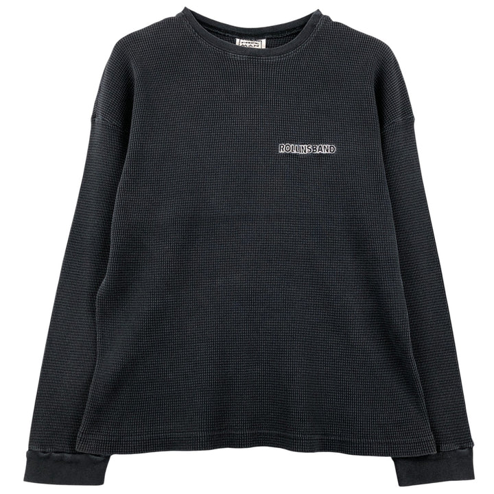 NICE MAN ROLLINS BAND Thermal T-Shirt, Waffle, Made in USA, Men's Size L cotton black type Vintage Second Hand