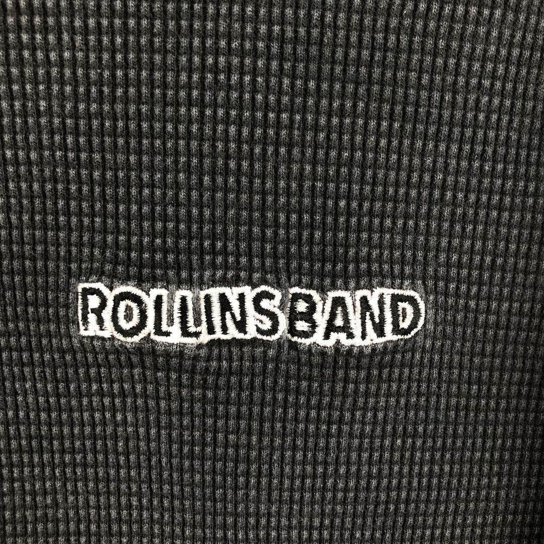 NICE MAN ROLLINS BAND Thermal T-Shirt, Waffle, Made in USA, Men's Size L cotton black type Vintage Second Hand