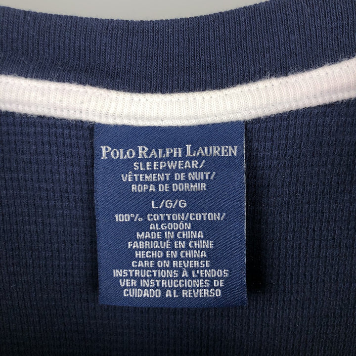 Ralph Lauren POLO RALPH LAUREN SLEEPWEAR Thermal Long T-shirt Waffle Men's L size cotton navy blue type Vintage Second Hand