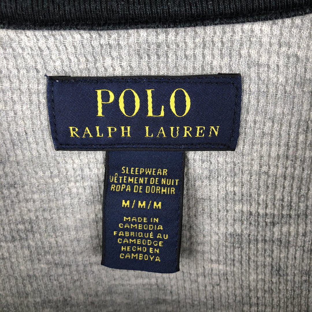 Ralph Lauren POLO RALPH LAUREN SLEEPWEAR Thermal Long T-shirt Waffle Men's M size cotton gray type Vintage Second Hand