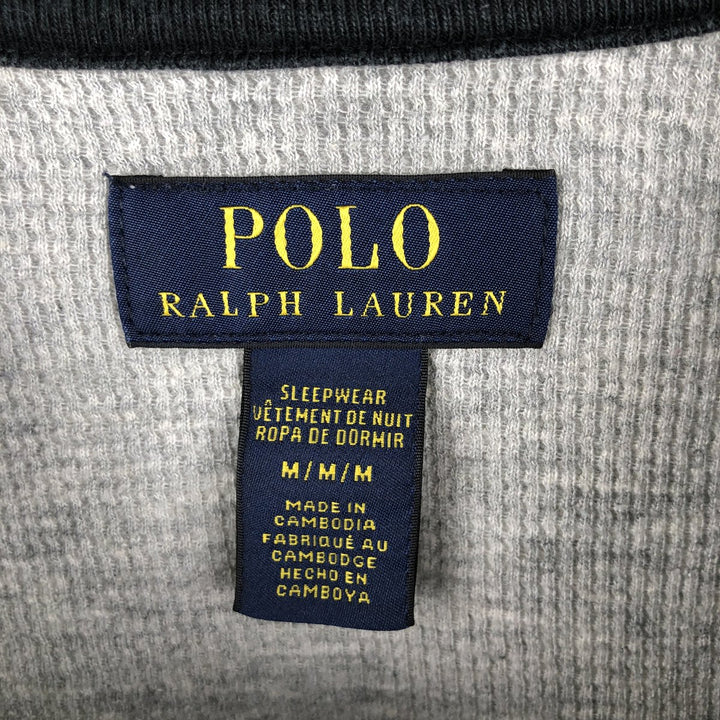 Ralph Lauren POLO RALPH LAUREN SLEEPWEAR Thermal Long T-shirt Waffle Men's M size cotton gray type Vintage Second Hand