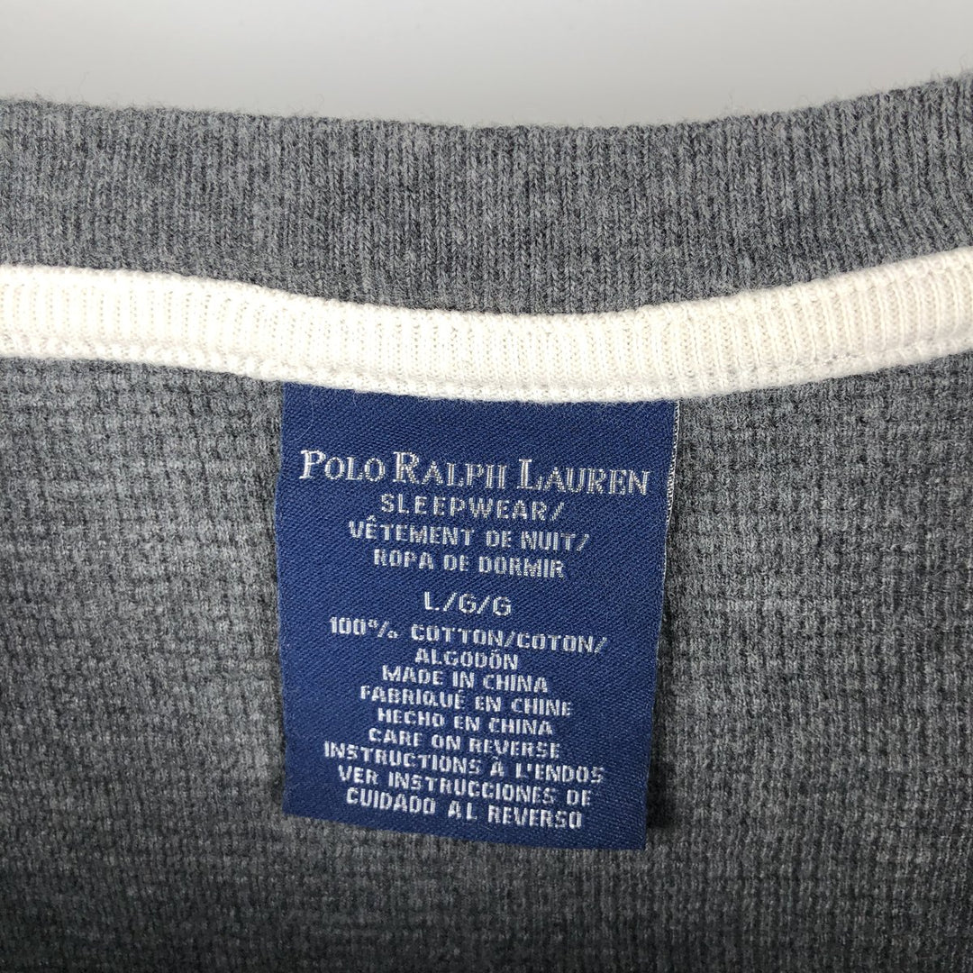 Ralph Lauren POLO RALPH LAUREN SLEEPWEAR Thermal Long T-shirt Waffle Men's L size cotton gray type Vintage Second Hand