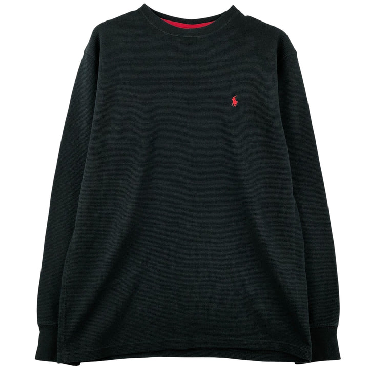 Ralph Lauren POLO RALPH LAUREN SLEEPWEAR Thermal Long T-shirt Waffle Men's L size cotton black type Vintage Second Hand