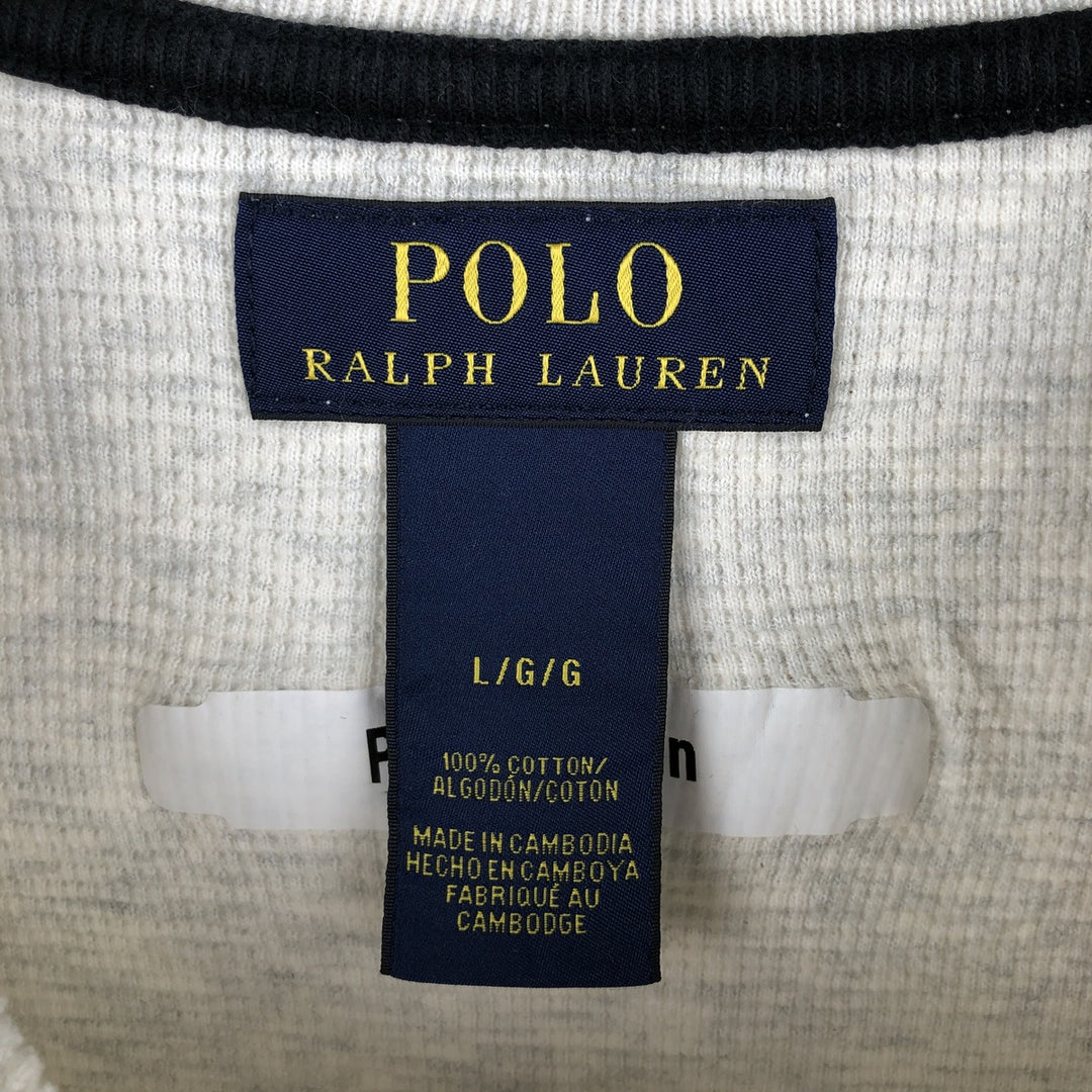 Ralph Lauren POLO RALPH LAUREN Thermal Ron T Waffle Men's L size cotton gray type Vintage Second Hand