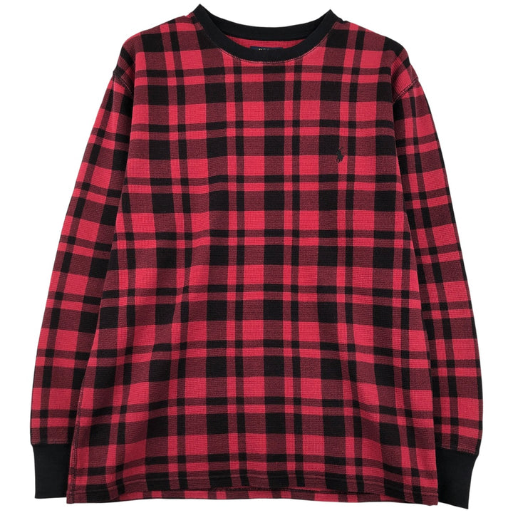 Ralph Lauren POLO RALPH LAUREN Check Pattern Thermal Long T-Shirt, Men's Size XL cotton red type Vintage Second Hand