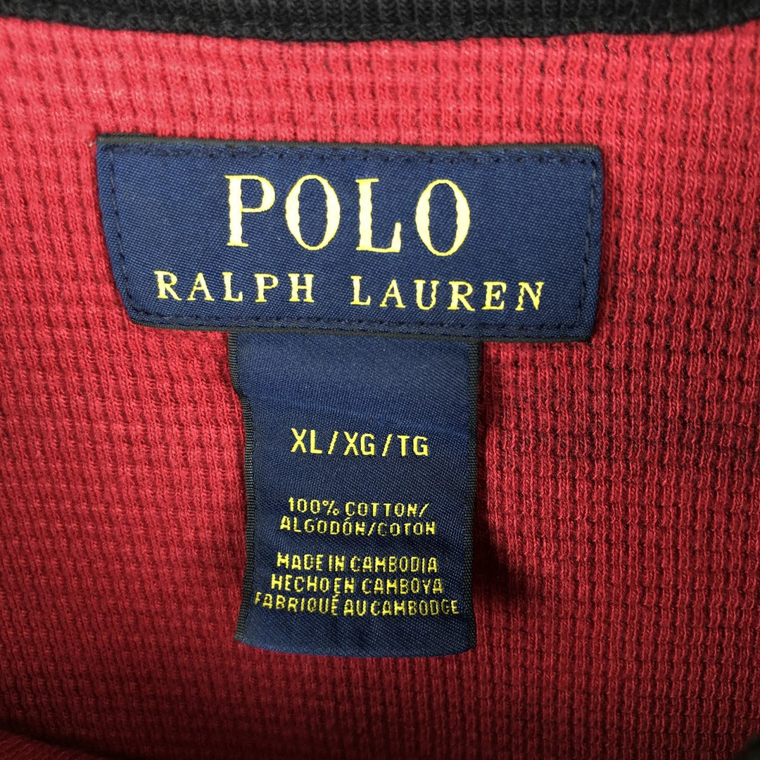 Ralph Lauren POLO RALPH LAUREN Check Pattern Thermal Long T-Shirt, Men's Size XL cotton red type Vintage Second Hand