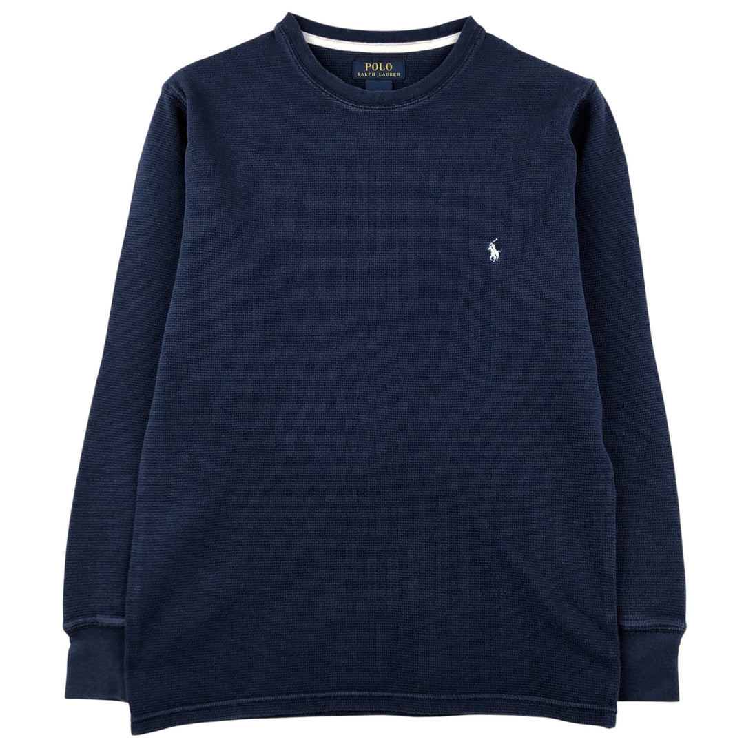 Ralph Lauren POLO RALPH LAUREN Thermal Long T-shirt Waffle Men's M size cotton navy blue type Vintage Second Hand