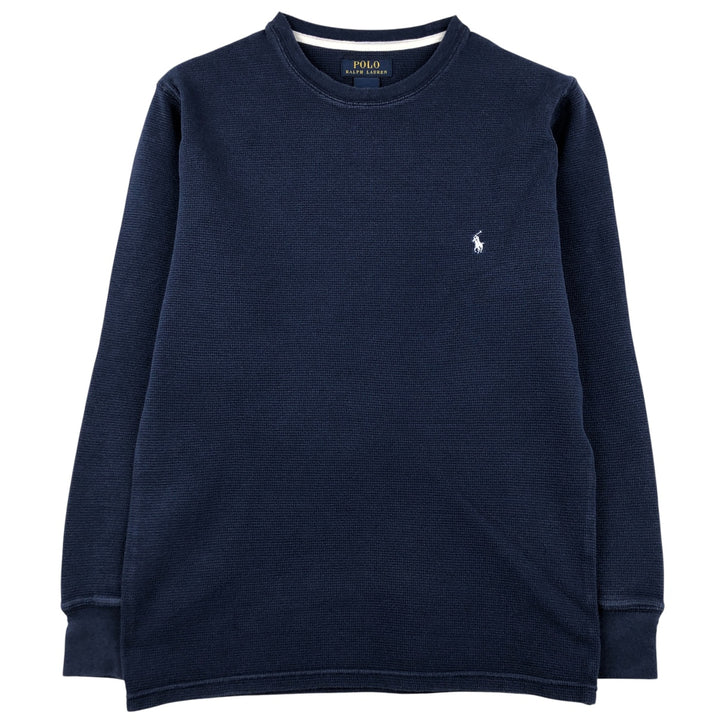 Ralph Lauren POLO RALPH LAUREN Thermal Long T-shirt Waffle Men's M size cotton navy blue type Vintage Second Hand