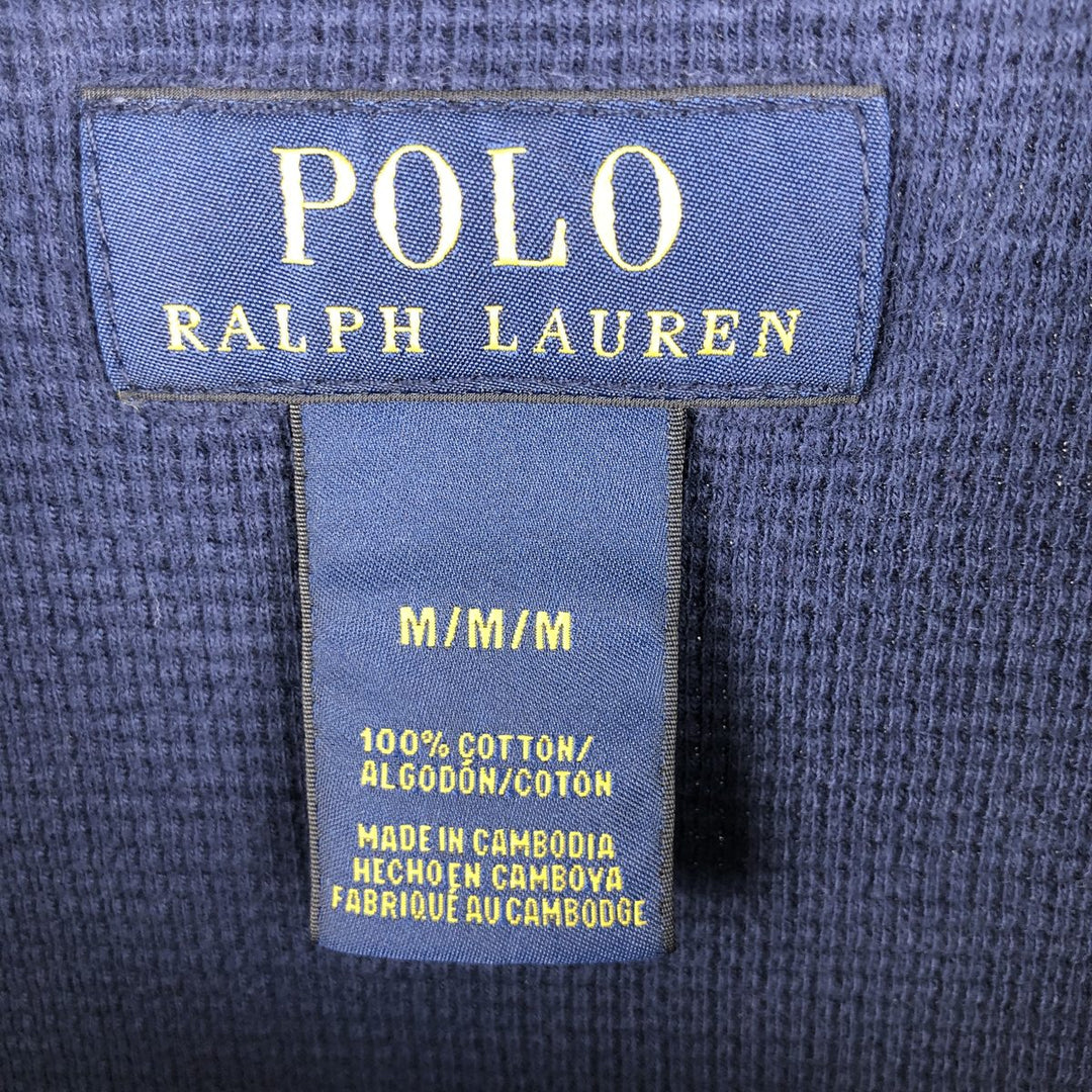 Ralph Lauren POLO RALPH LAUREN Thermal Long T-shirt Waffle Men's M size cotton navy blue type Vintage Second Hand