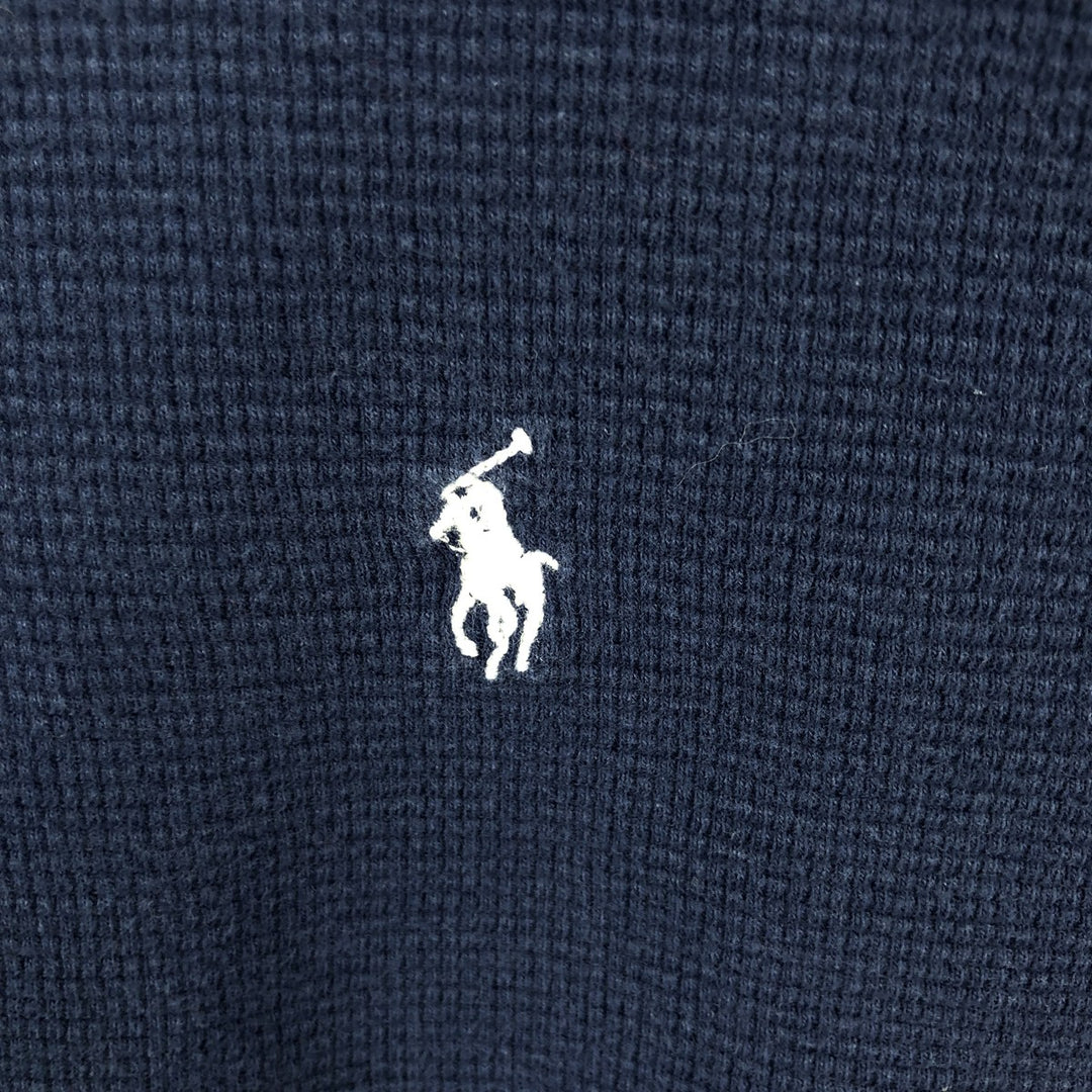 Ralph Lauren POLO RALPH LAUREN Thermal Long T-shirt Waffle Men's M size cotton navy blue type Vintage Second Hand