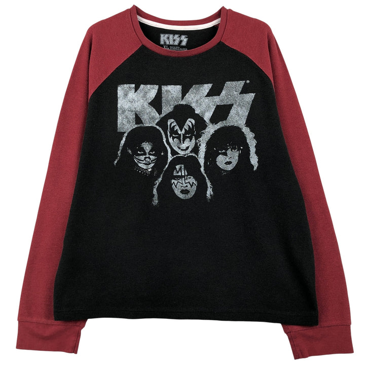 KISS Thermal Long Sleeve Band T-Shirt, Waffle, Men's XL cotton red type Vintage Second Hand