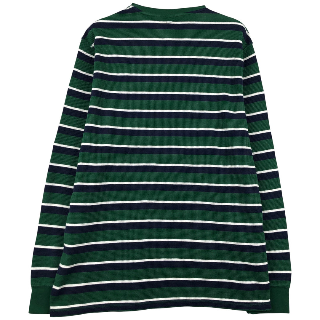 Ralph Lauren POLO RALPH LAUREN SLEEPWEAR Striped Pattern Thermal Long T-Shirt, Men's Size XL cotton green type Vintage Second Hand