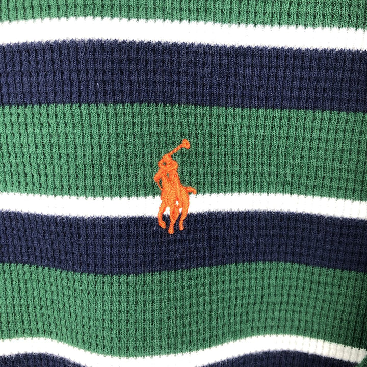 Ralph Lauren POLO RALPH LAUREN SLEEPWEAR Striped Pattern Thermal Long T-Shirt, Men's Size XL cotton green type Vintage Second Hand