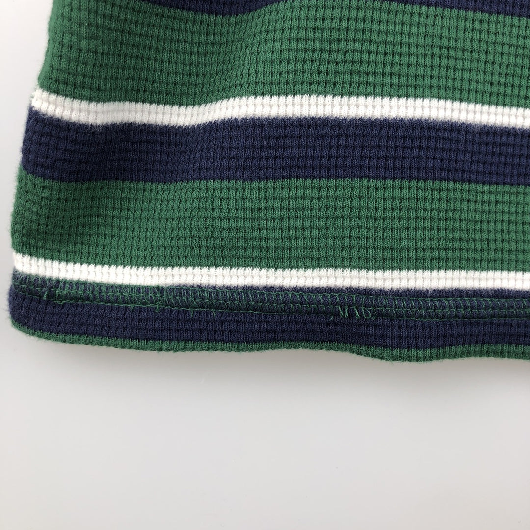 Ralph Lauren POLO RALPH LAUREN SLEEPWEAR Striped Pattern Thermal Long T-Shirt, Men's Size XL cotton green type Vintage Second Hand