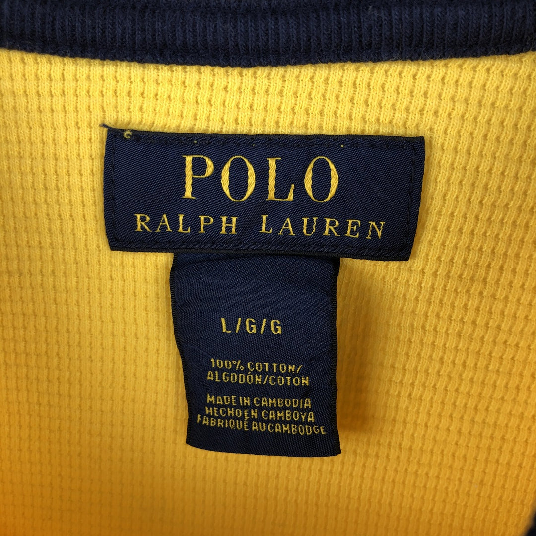 Ralph Lauren POLO RALPH LAUREN Thermal Long T-Shirt Men's Size L cotton yellow type Vintage Second Hand