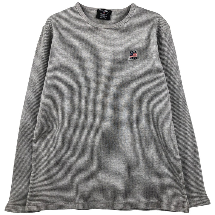 Ralph Lauren Polo Jeans Company Thermal Long T-Shirt, Waffle, Men's Size L cotton gray type Vintage Second Hand