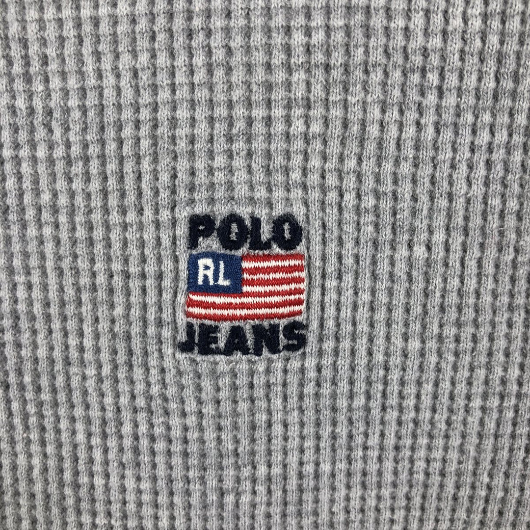 Ralph Lauren Polo Jeans Company Thermal Long T-Shirt, Waffle, Men's Size L cotton gray type Vintage Second Hand